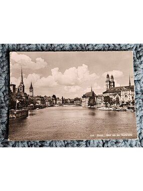 Blick von der Quaibrücke view from the Quai Bridge Postcard Zurich Switzerland B